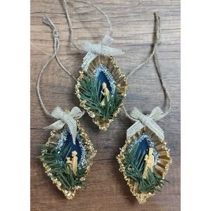 Three Wise Men Handmade Tart Tin Christmas Ornaments Set Assemblage Art Original